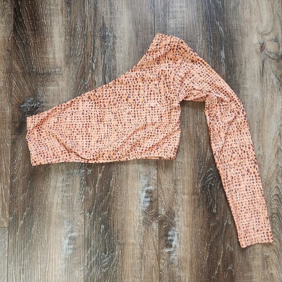 L*Space Cardi Rashguard Top in Wild Bunch Orange Medium One Sleeve - Picture 2 of 5